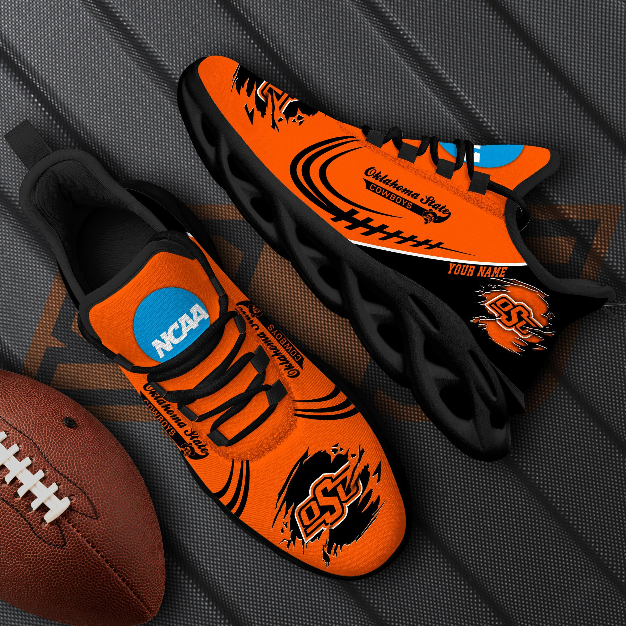 Oklahoma State Cowboys Black Max Soul Shoes 2026 Versions Custom Name 016