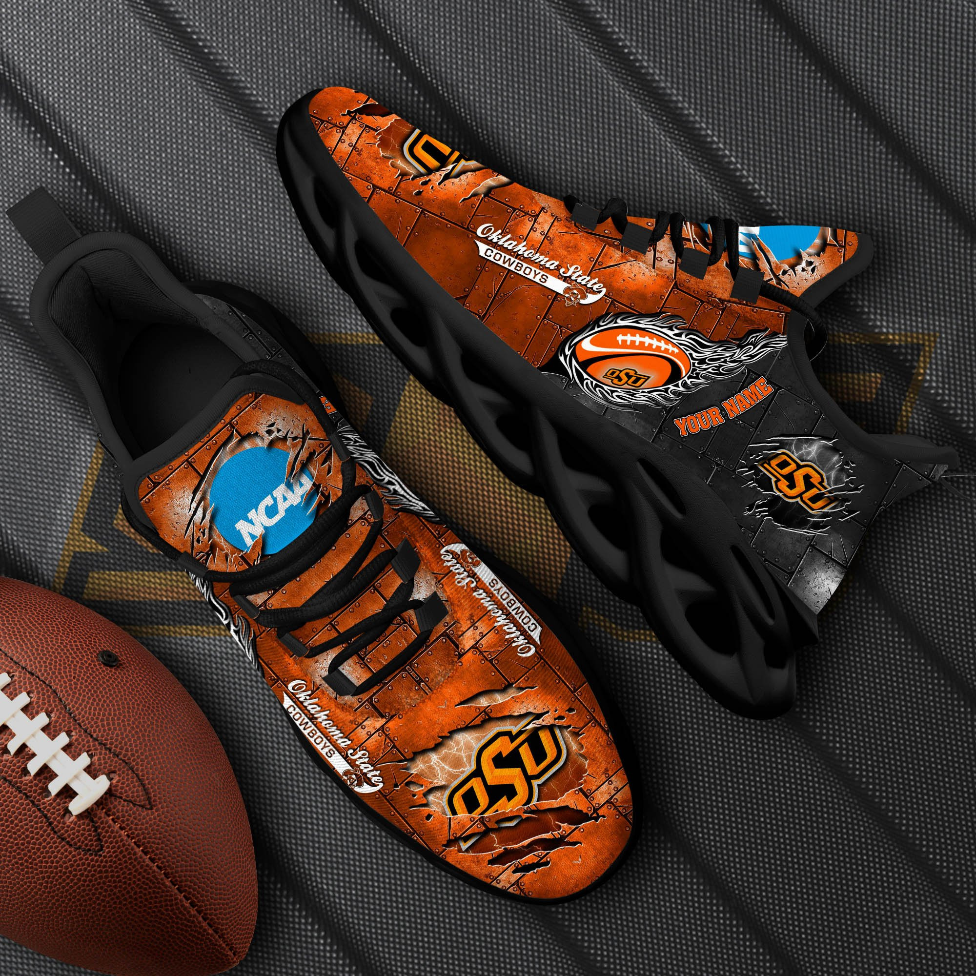 Oklahoma State Cowboys Black Max Soul Shoes 2026 Versions, White Max Soul Shoes Custom Your Name PH879