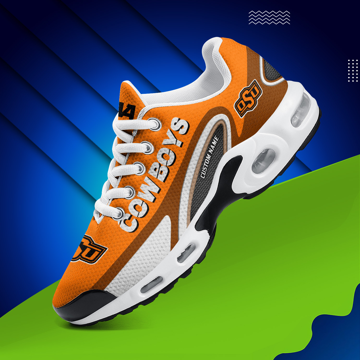 Oklahoma State Cowboys Personalized Name Team Logo Mix Colors Oval Line TN Air Max Shoes Air Cushion Sneakers