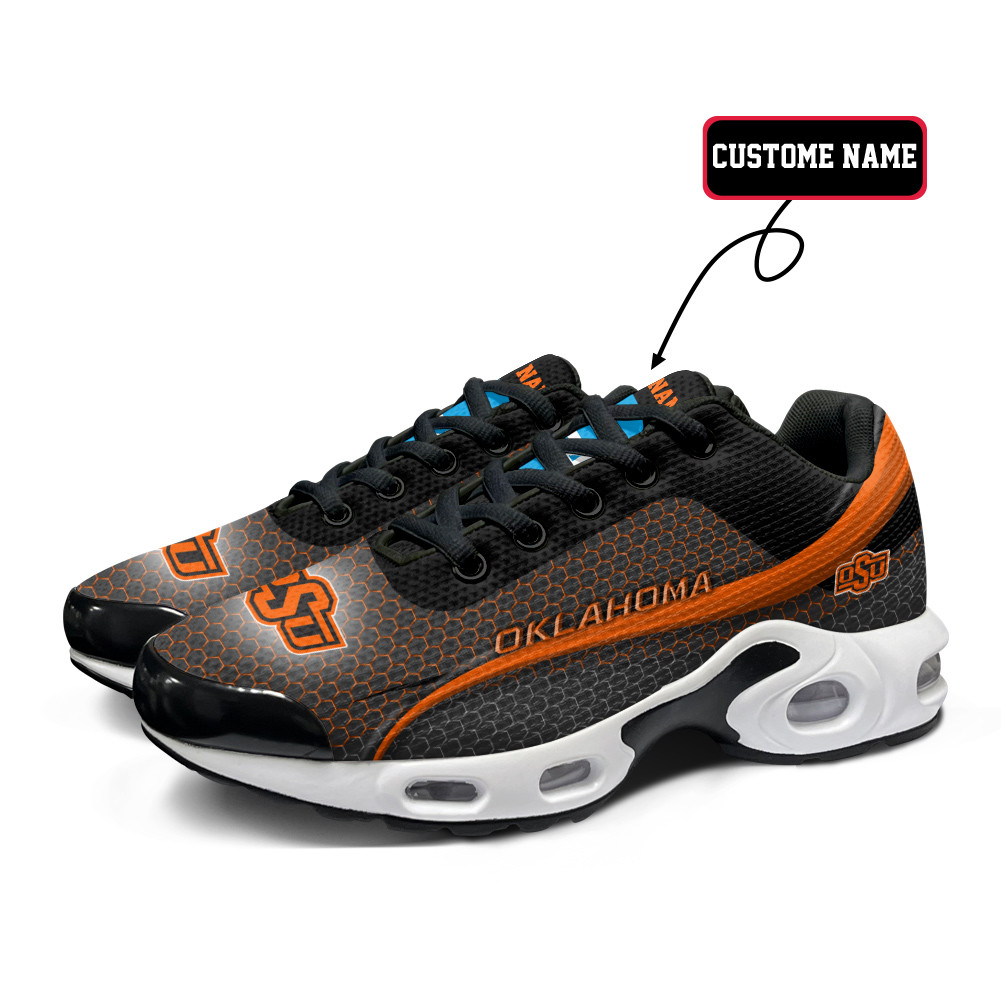 oklahoma state personalized name team colors wave line beehive pattern tn air max shoes air cushion sneakers 7891 qug1t