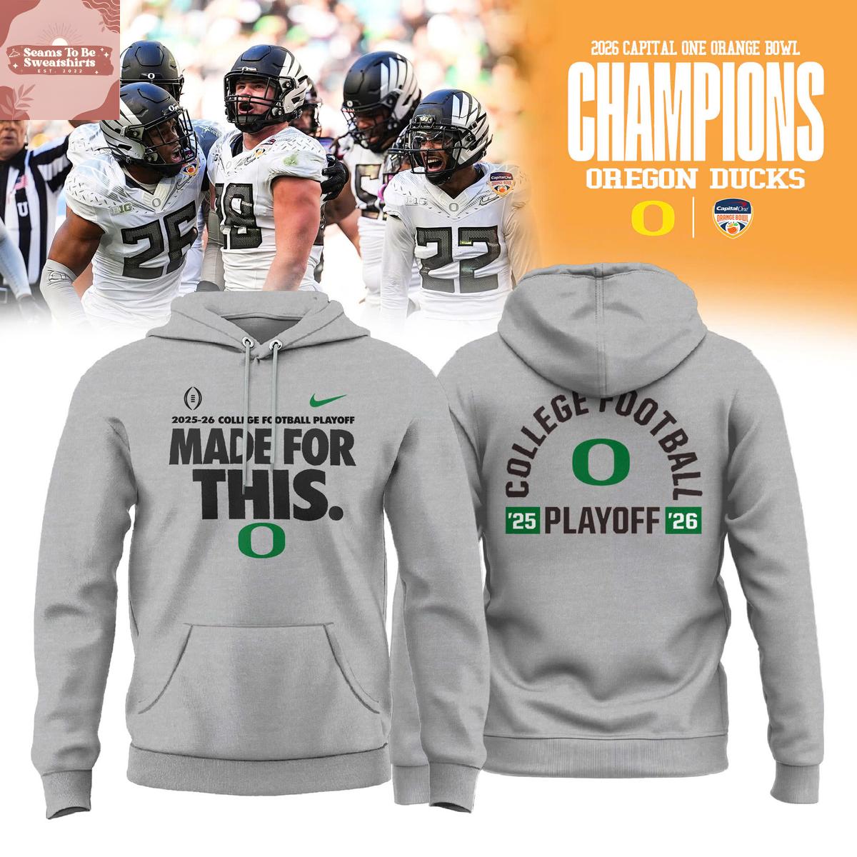 Oregon Ducks 2025-26 College Football Playoff Made For This Gray Hoodie 