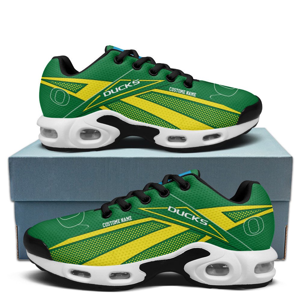 Oregon Ducks Personalized Name Team Colors Supersonic Line Pattern TN Air Max Shoes Air Cushion Sneakers