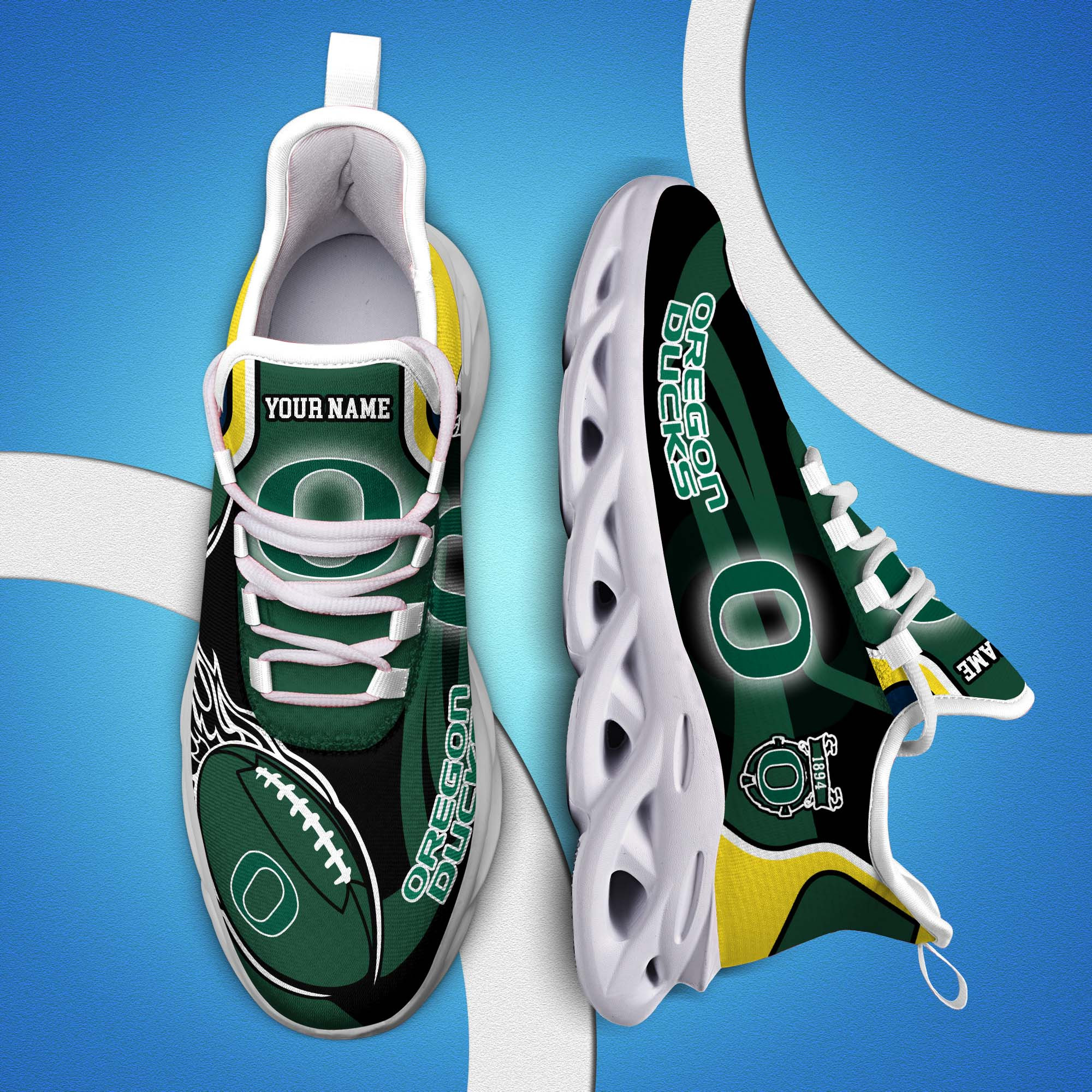 Oregon Ducks White C Sneakers 2026 Version Personalized Your Name 090