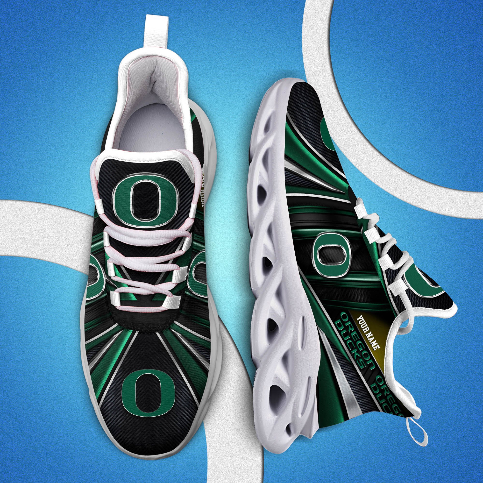 Oregon Ducks White C Sneakers 2026 Version Personalized Your Name, Sport Team Sneakers, Sport Gifts PH892