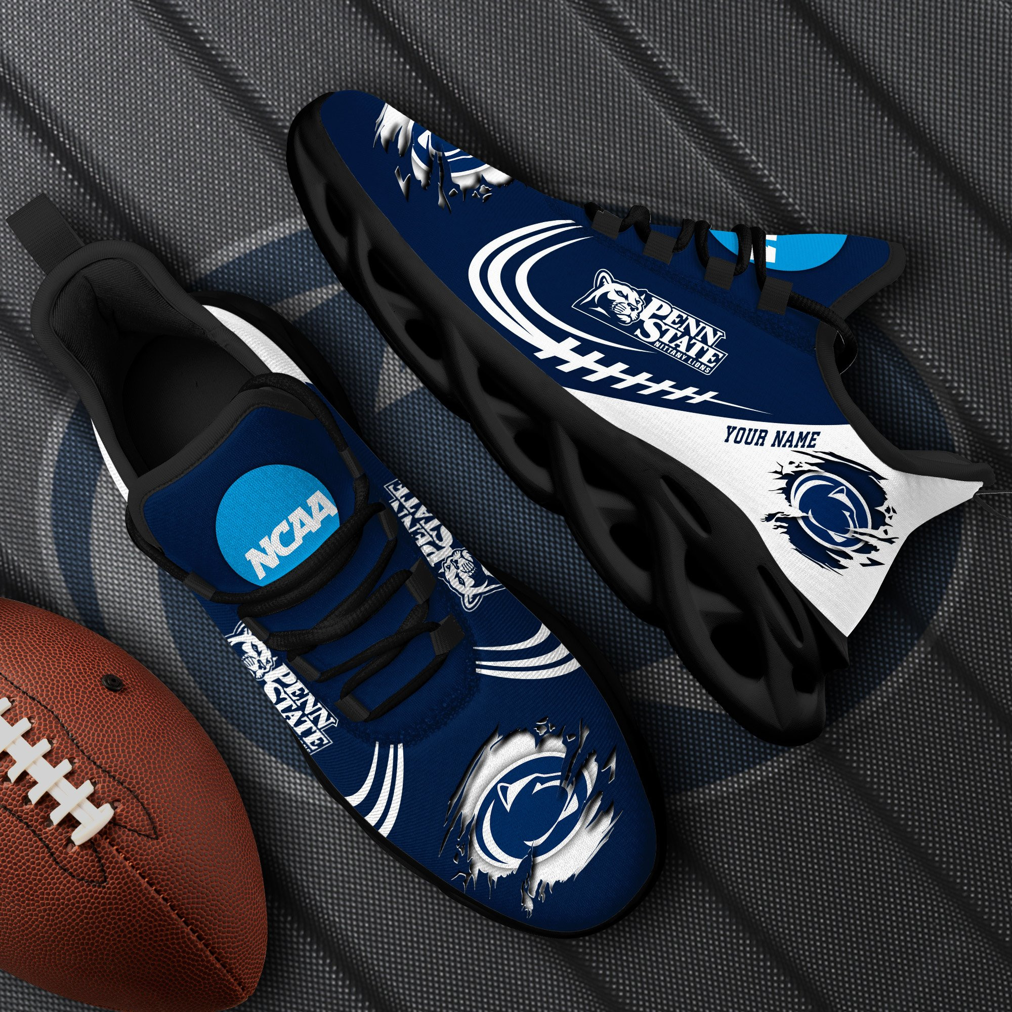 Penn State Nittany Lions Black Max Soul Shoes 2026 Versions Custom Name 016