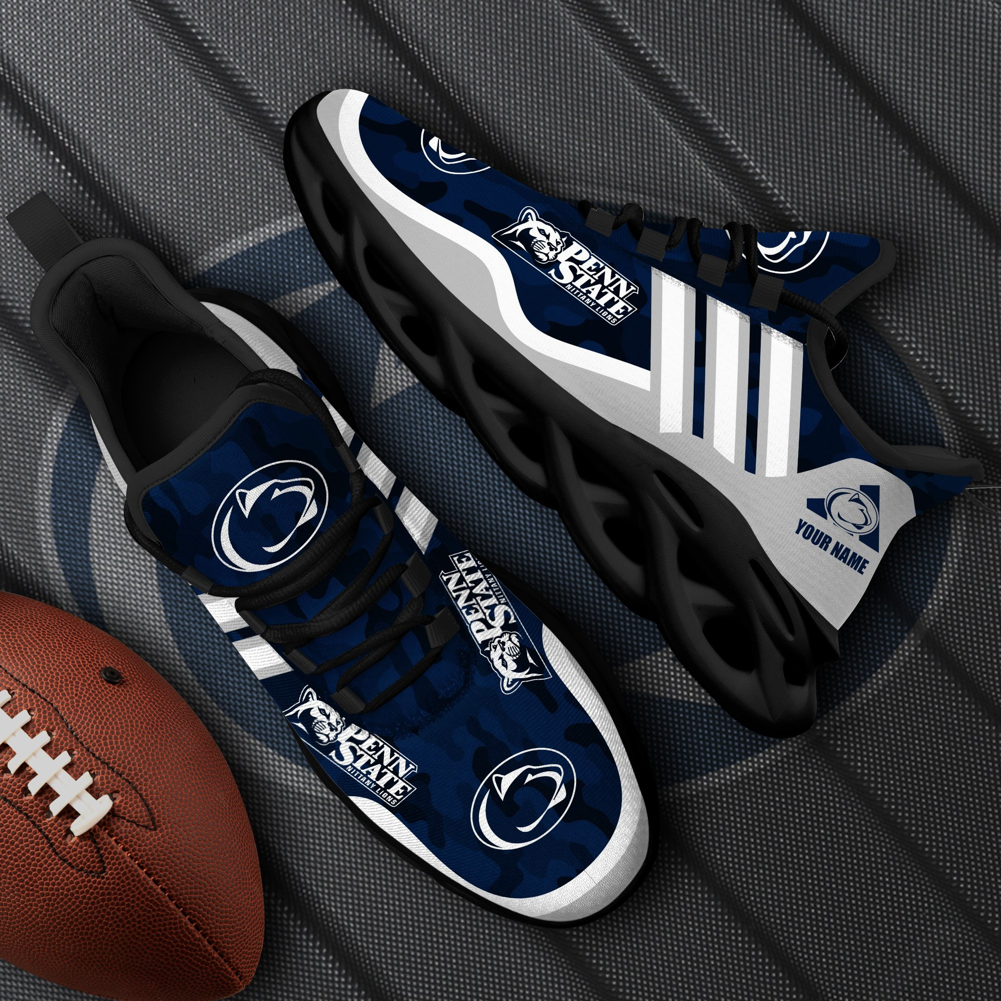 Penn State Nittany Lions Black Max Soul Shoes 2026 Versions Custom Name 466
