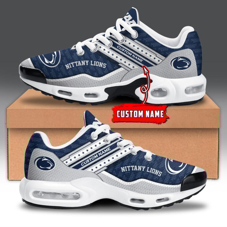 Penn State Nittany Lions Personalized Name Team Logo Mix Colors Star Line TN Air Max Shoes Air Cushion Sneakers