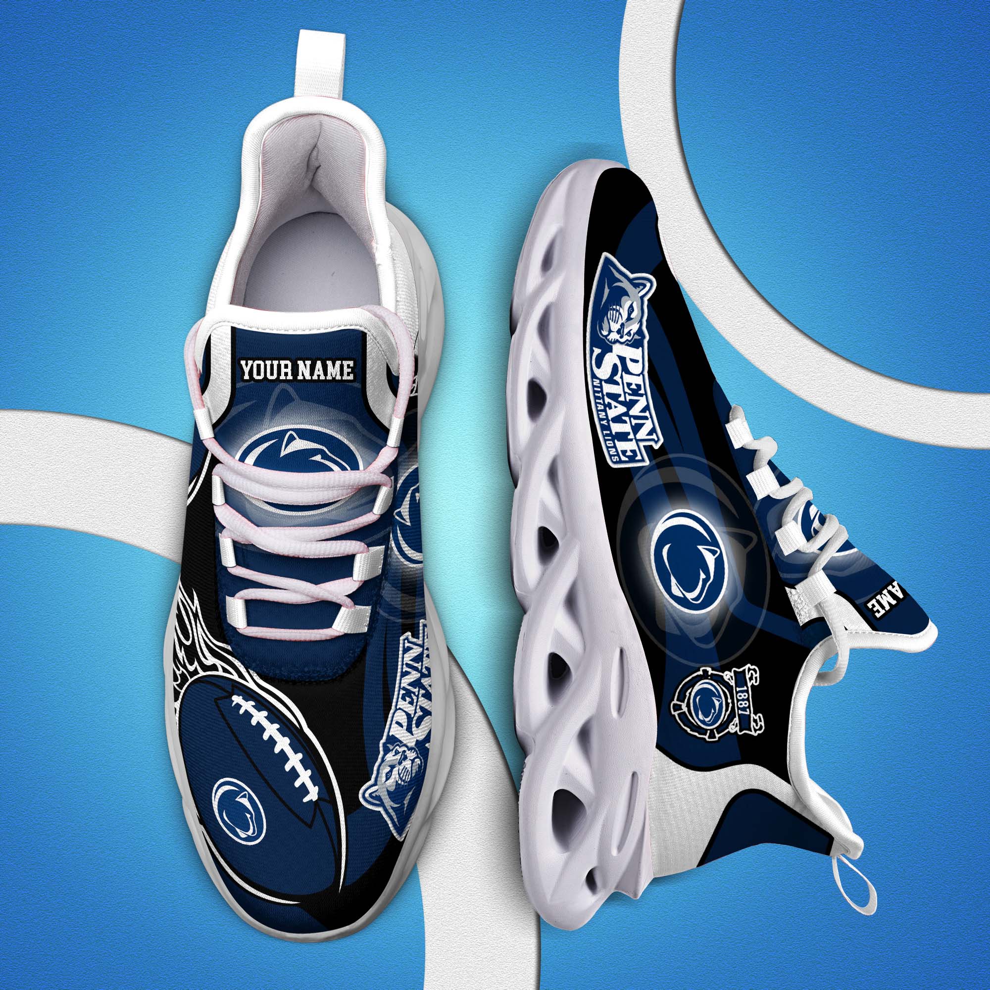 penn state nittany lions white c sneakers 2026 version personalized your name 090 2105 9es42