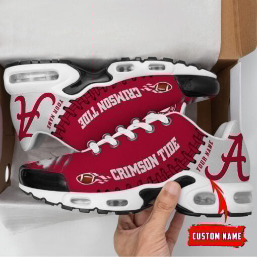 Personalized Alabama Crimson Tide Team Logo Rugby Ball Pattern TN Air Max Shoes Air Cushion Sneakers