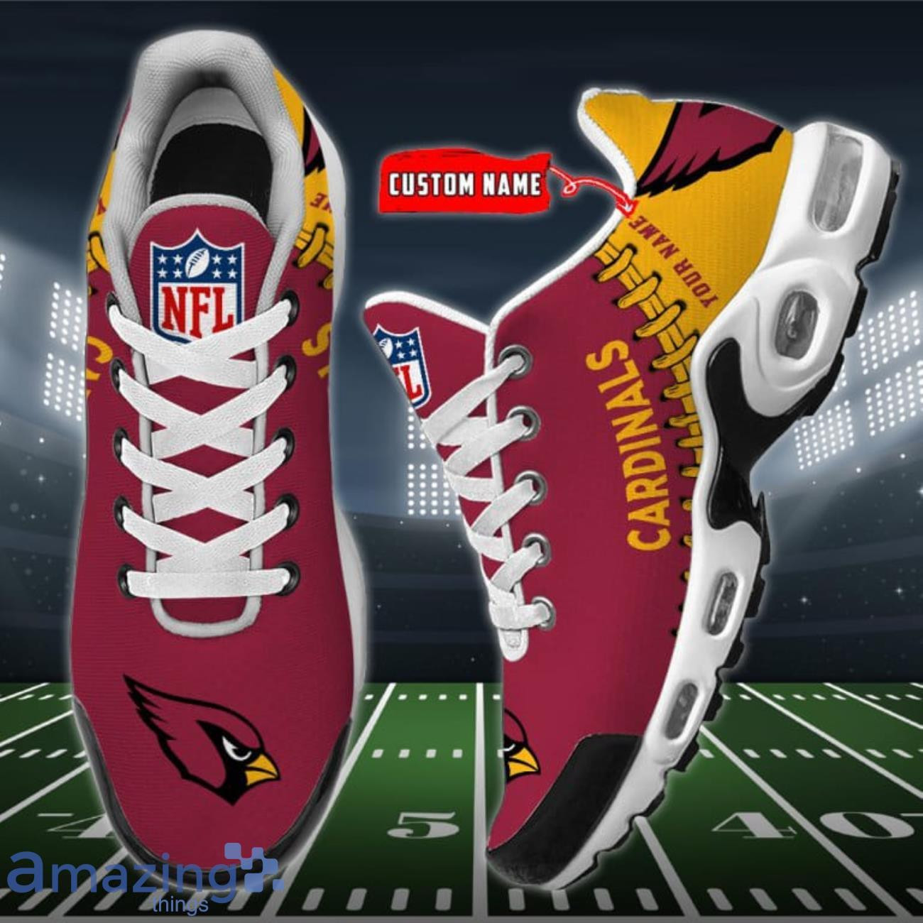 personalized arizona cardinals team logo rugby ball pattern tn air max shoes air cushion sneakers 7271 e5syu