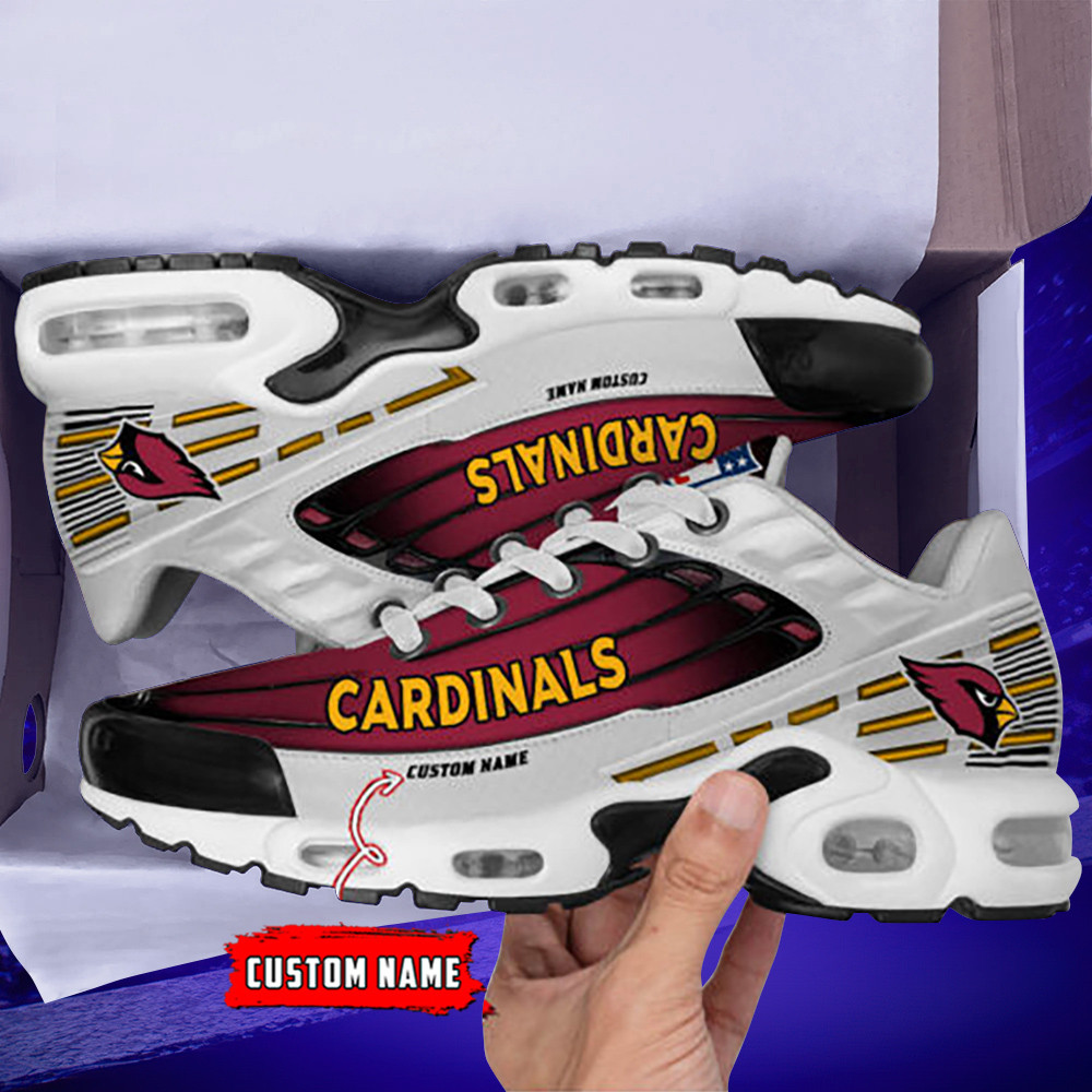 Personalized Arizona CardinalsBlack And Team Color Stripes White TN Air Max Shoes Air Cushion Sneakers
