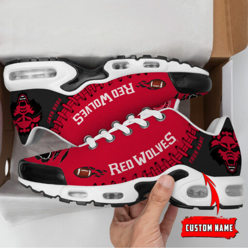 personalized arkansas state red wolves team logo rugby ball pattern tn air max shoes air cushion sneakers 4694 syhgl