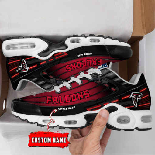 Personalized Atlanta Falcons Black And Team Color Stripes Black TN Air Max Shoes Air Cushion Sneakers