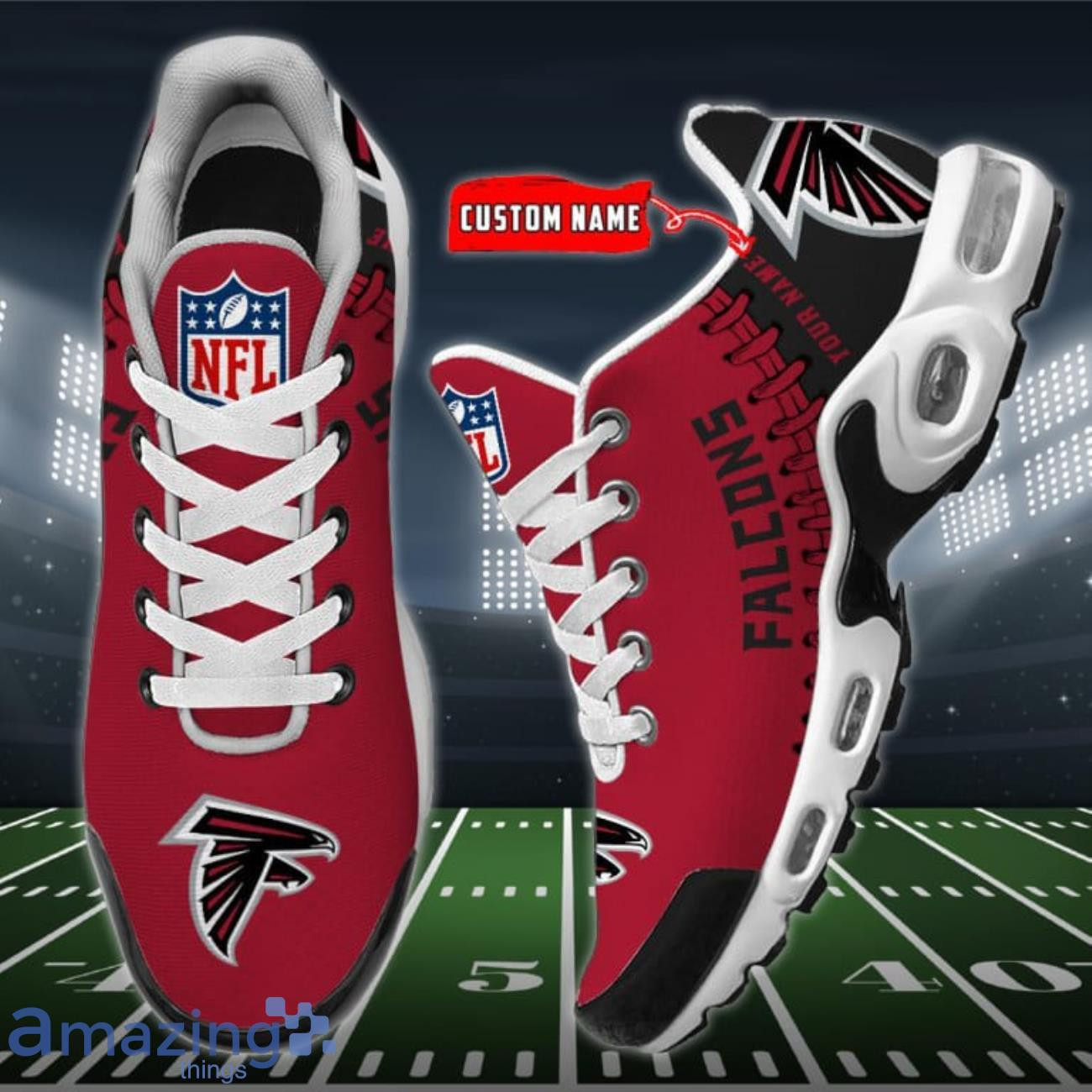 Personalized Atlanta Falcons Team Logo Rugby Ball Pattern TN Air Max Shoes Air Cushion Sneakers