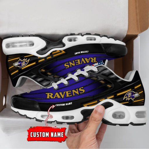 personalized baltimore ravens black and team color stripes black tn air max shoes air cushion sneakers 3115 taopg