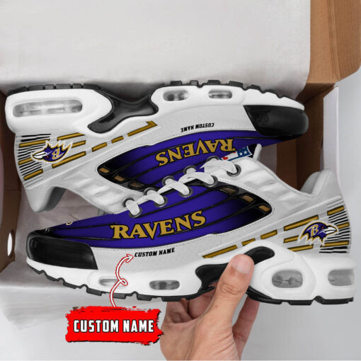 personalized baltimore ravens black and team color stripes white tn shoes air cushion sneakers 4363 gjdar