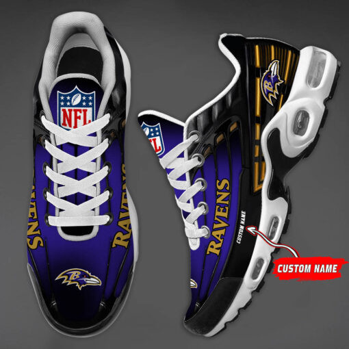 personalized baltimore ravensblack and team color stripes black tn air max shoes air cushion sneakers 3175 omwp3