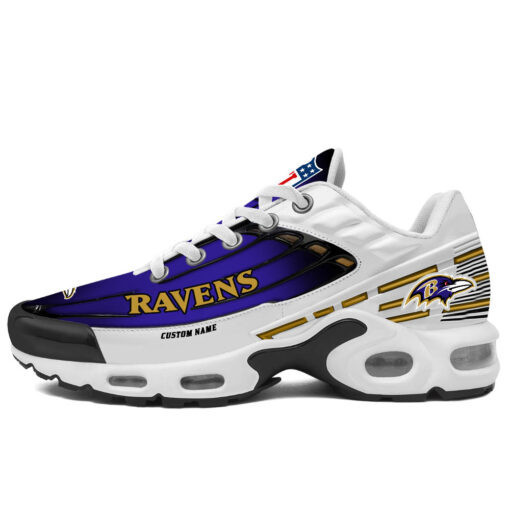 personalized baltimore ravensblack and team color stripes white tn air max shoes air cushion sneakers 9673 hfich