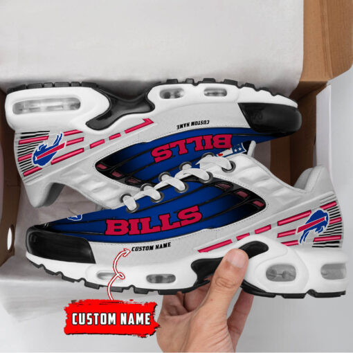 Personalized Buffalo Bills Black And Team Color Stripes White TN Shoes Air Cushion Sneakers