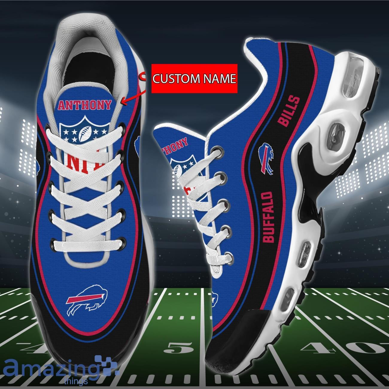 Personalized Buffalo Bills Team Logo Team Name On Black TN Shoes Air Cushion Sneakers