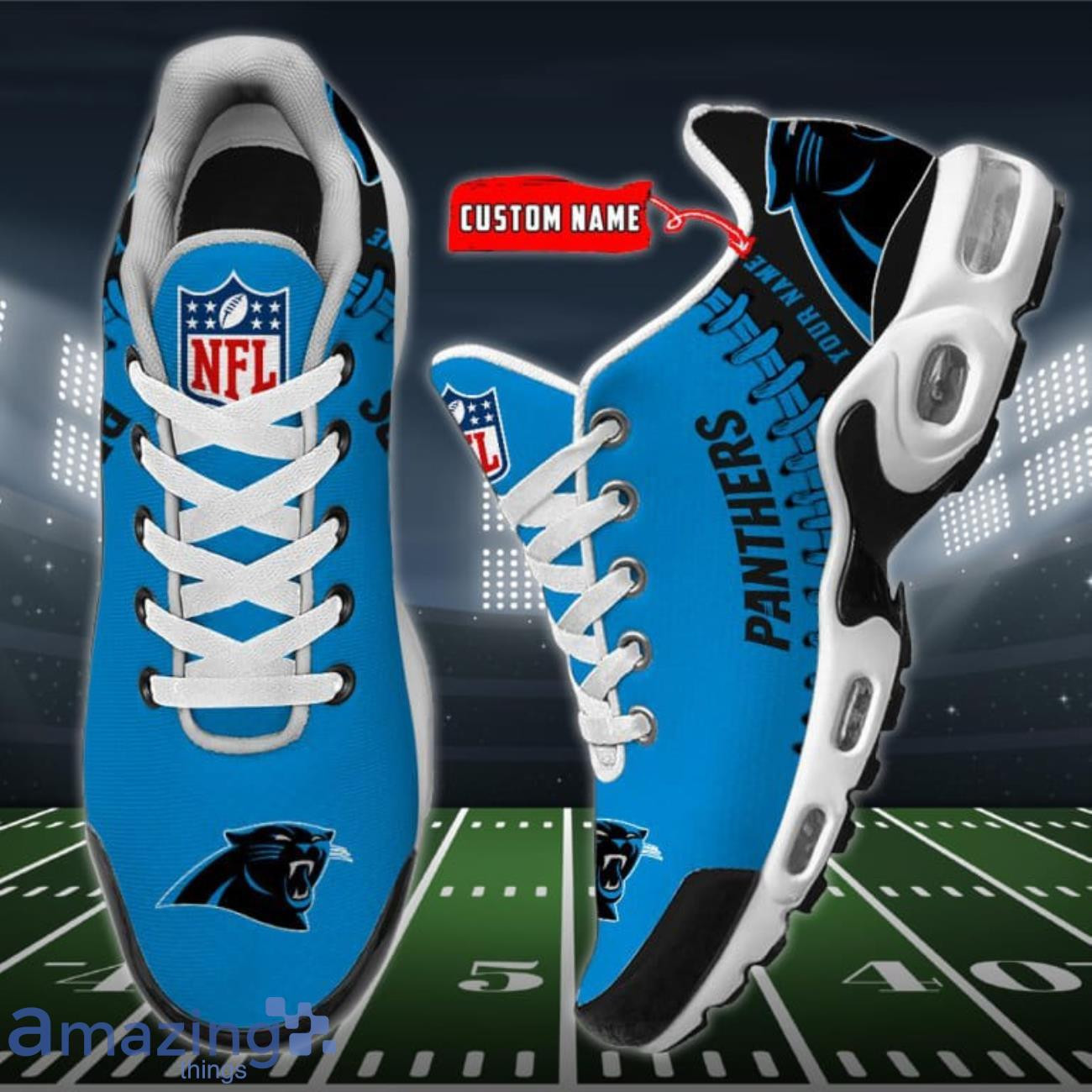 Personalized Carolina Panthers Team Logo Rugby Ball Pattern TN Shoes Air Cushion Sneakers