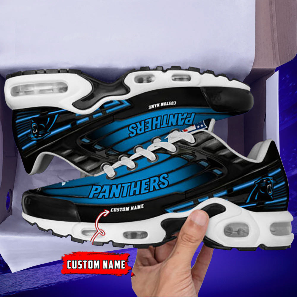 personalized carolina panthersblack and team color stripes black tn air max shoes air cushion sneakers 7725 yzyae