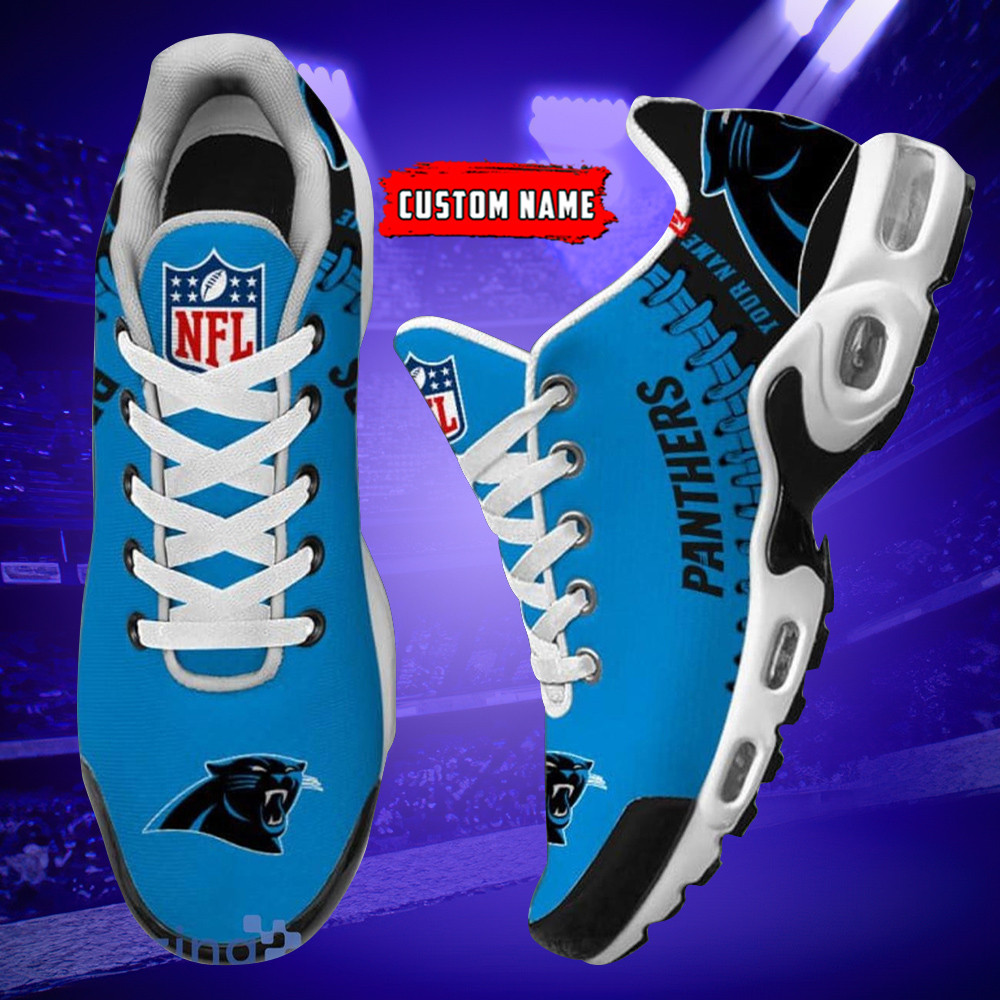 Personalized Carolina PanthersTeam Logo Rugby Ball Pattern TN Air Max Shoes Air Cushion Sneakers
