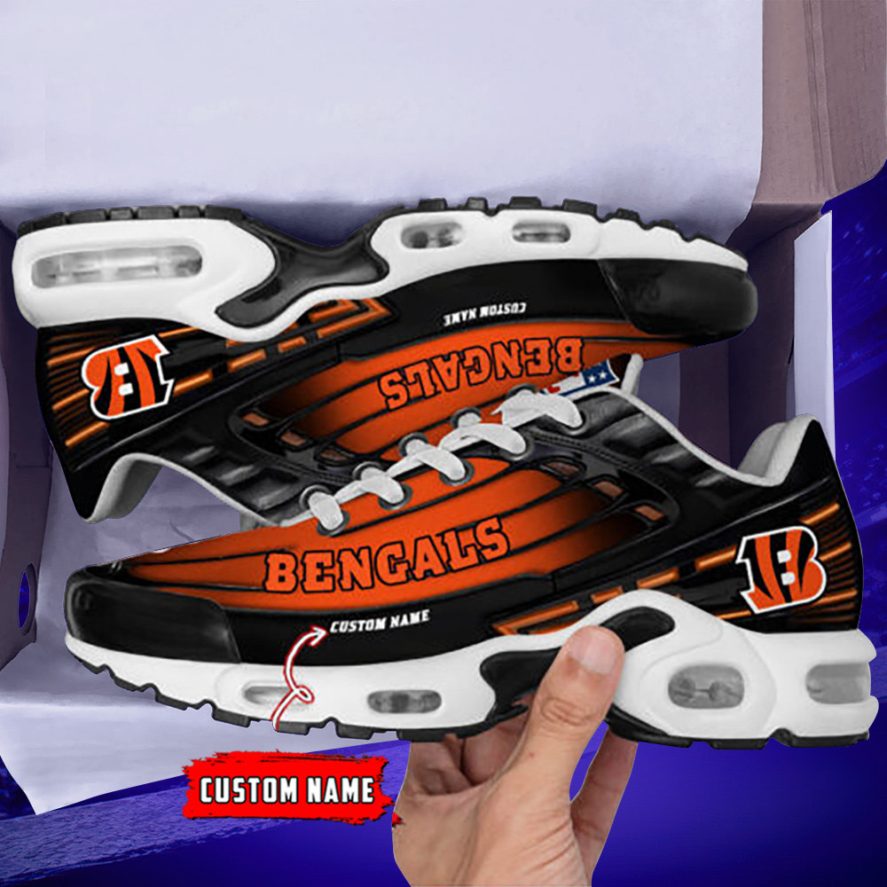 Personalized Chicago BearsBlack And Team Color Stripes Black TN Air Max Shoes Air Cushion Sneakers