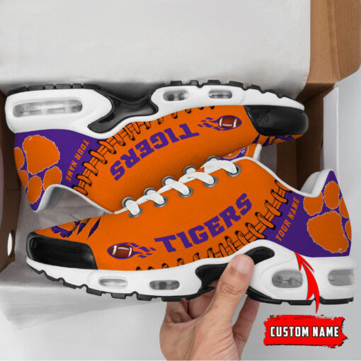 Personalized Clemson Tigers Team Logo Rugby Ball Pattern TN Shoes Air Cushion Sneakers