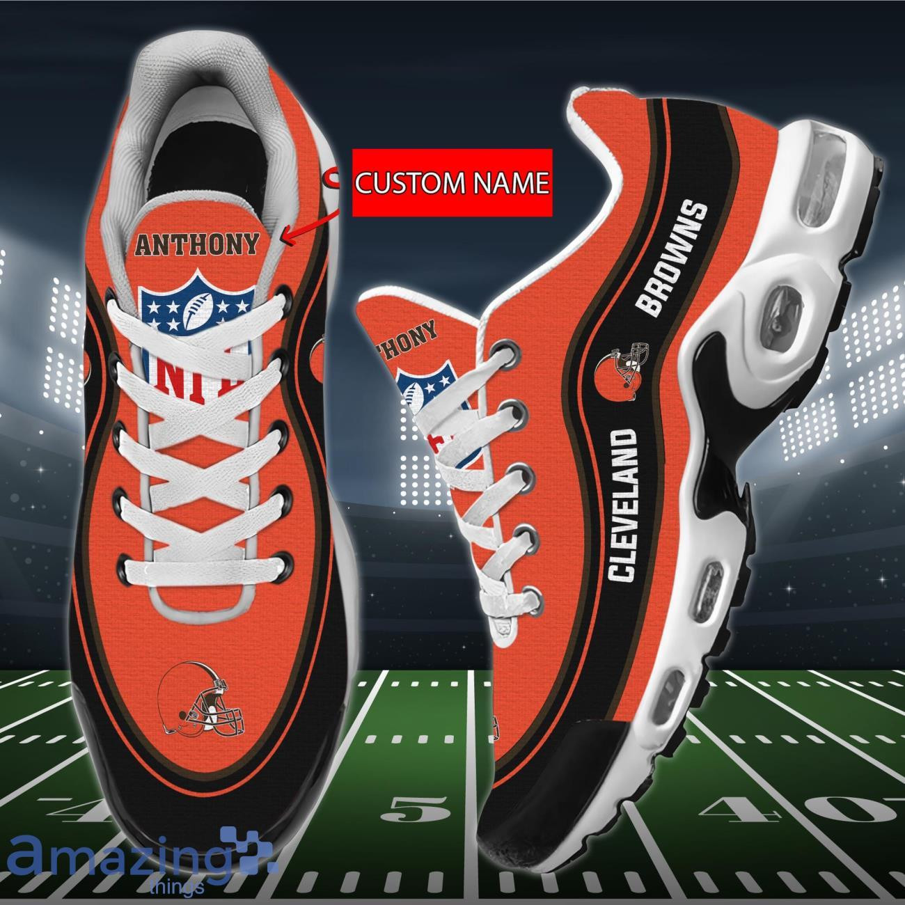 personalized cleveland browns team logo team name on black tn air max shoes air cushion sneakers 6424 ujqub