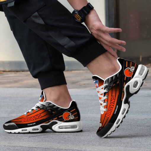 personalized cleveland brownsblack and team color stripes black tn air max shoes air cushion sneakers 7980 laup7