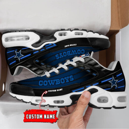 Personalized Dallas Cowboys Black And Team Color Stripes Black TN Shoes Air Cushion Sneakers