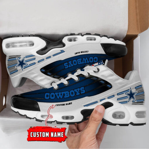 Personalized Dallas Cowboys Black And Team Color Stripes White TN Shoes Air Cushion Sneakers