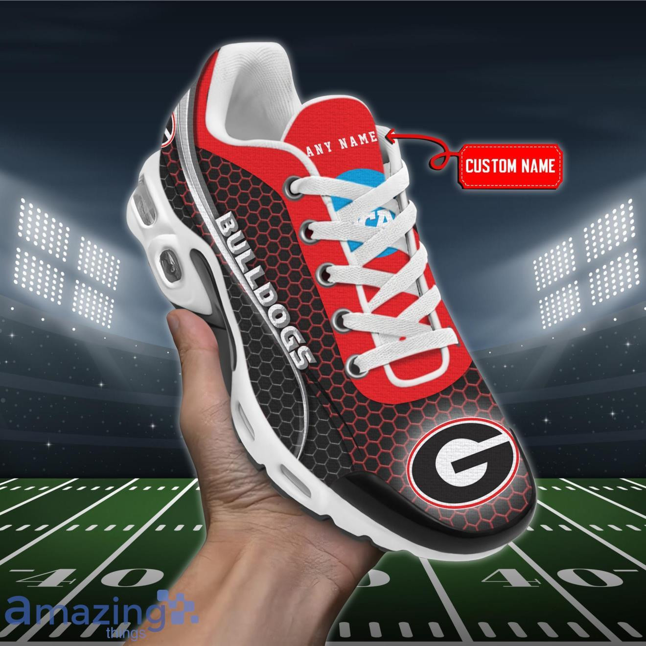 personalized georgia bulldogs team logo hexagon pattern team color tn air max shoes air cushion sneakers 2070 bwwoo