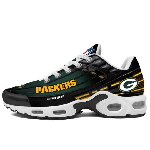 personalized green bay packersblack and team color stripes black tn air max shoes air cushion sneakers 2625 kc9iw