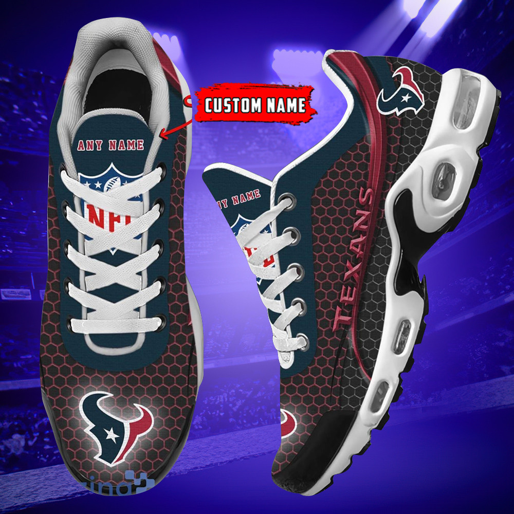 Personalized Houston TexansTeam Logo Hexagon Pattern Team Color TN Air Max Shoes Air Cushion Sneakers