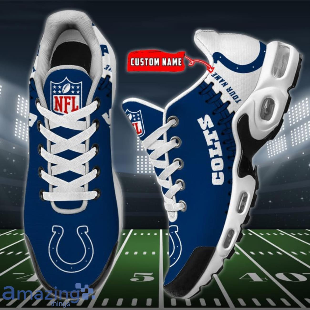 personalized indianapolis colts team logo rugby ball pattern tn air max shoes air cushion sneakers 8329