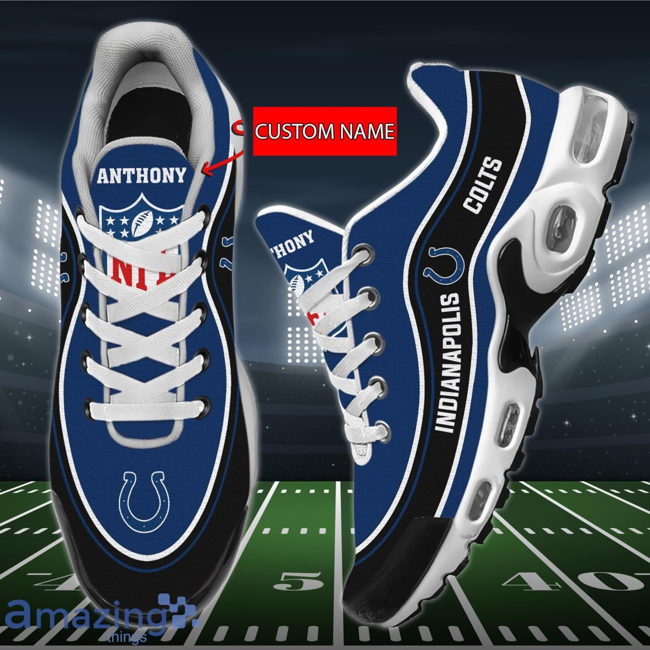 personalized indianapolis colts team logo team name on black tn shoes air cushion sneakers 1890 falhf