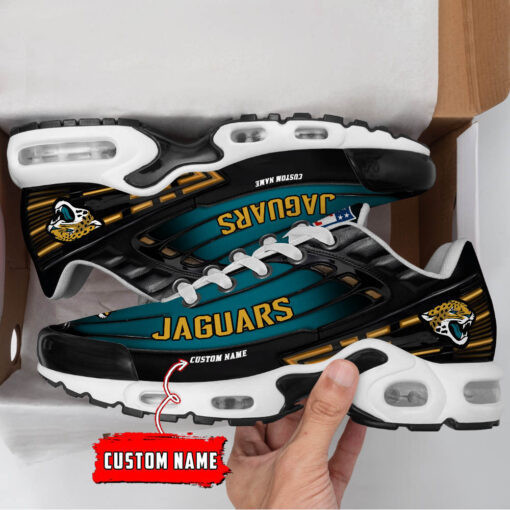 Personalized Jacksonville Jaguars Black And Team Color Stripes Black TN Shoes Air Cushion Sneakers