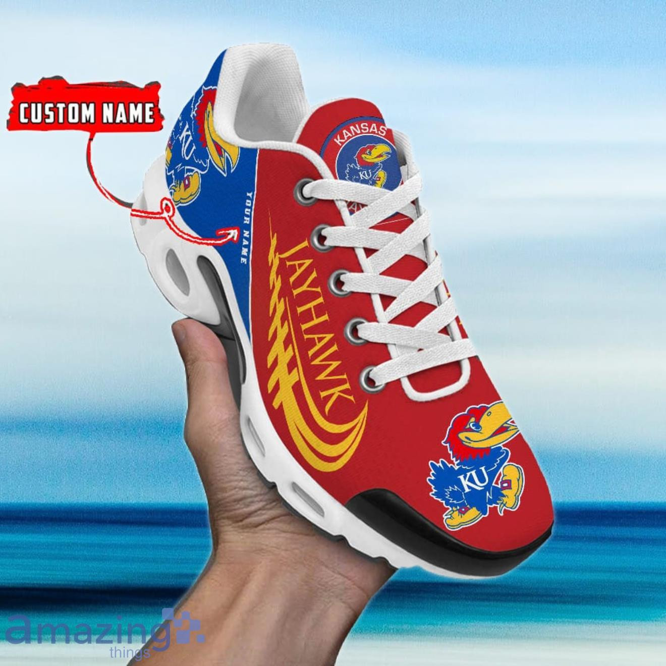 personalized kansas jayhawks team logo and color tn air max shoes air cushion sneakers 3525 bvo3h