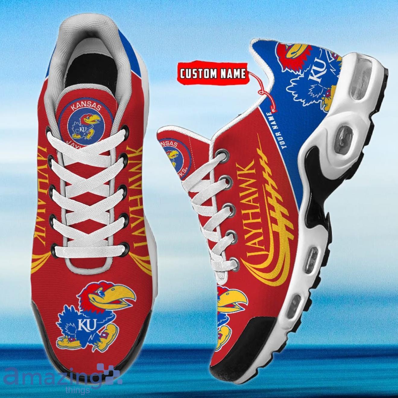 Personalized Kansas Jayhawks Team Logo And Color TN Air Max Shoes Air Cushion Sneakers