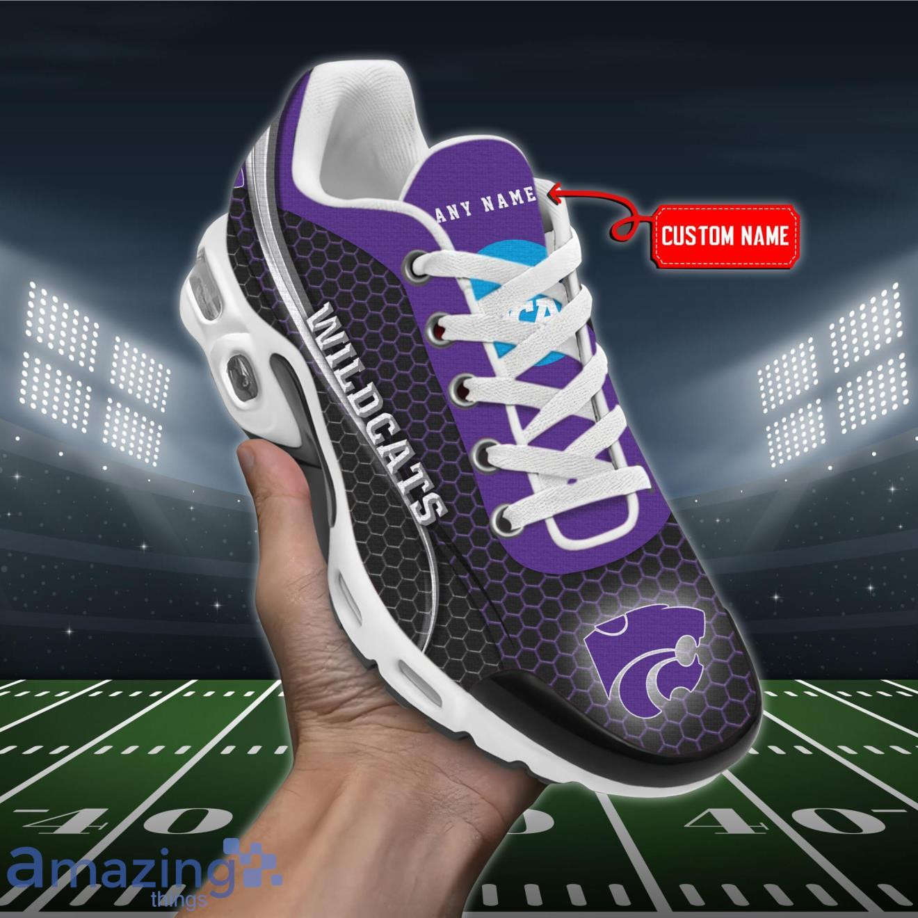 personalized kansas state wildcats team logo hexagon pattern team color tn air max shoes air cushion sneakers 1453 uzqct