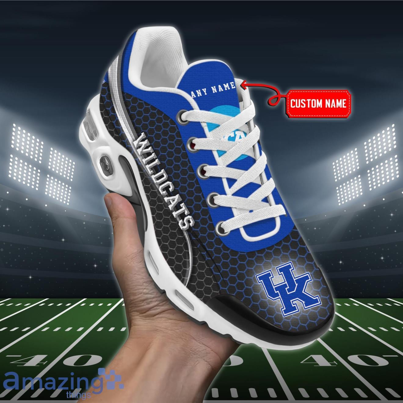 personalized kentucky wildcats team logo hexagon pattern team color tn air max shoes air cushion sneakers 5331 dbn1b
