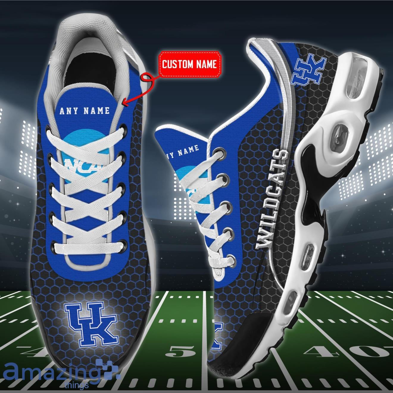 personalized kentucky wildcats team logo hexagon pattern team color tn air max shoes air cushion sneakers 5470 3hzwp