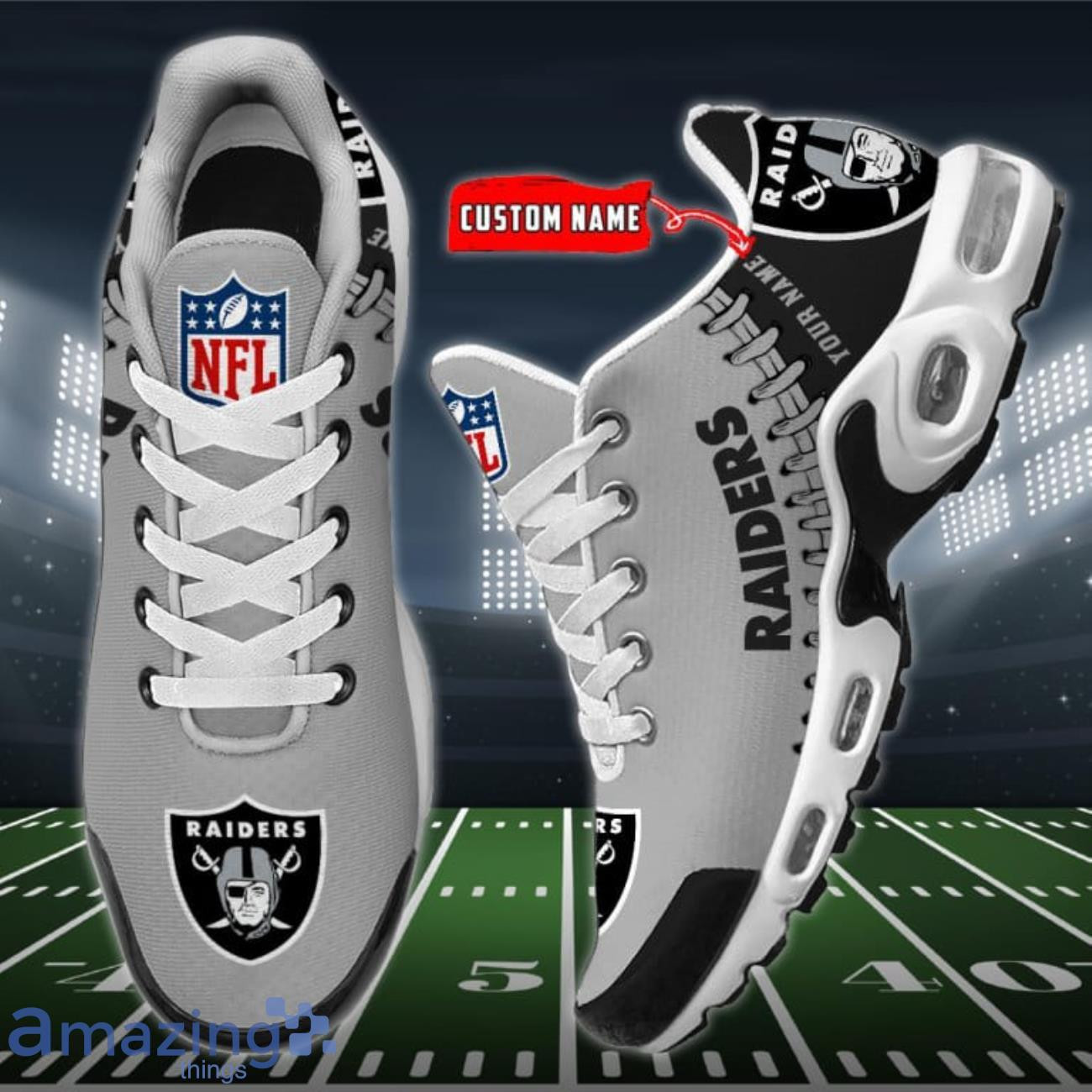 personalized las vegas raiders team logo rugby ball pattern tn air max shoes air cushion sneakers 5690 5s034