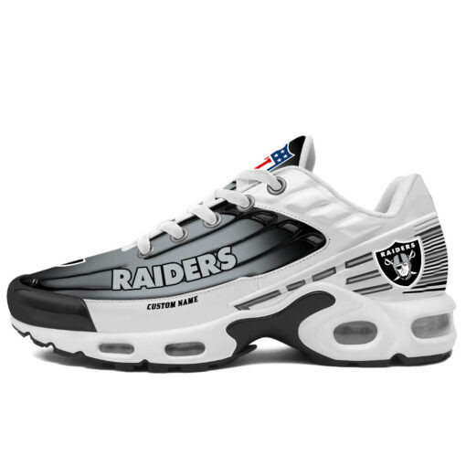 Personalized Las Vegas RaidersBlack And Team Color Stripes White TN Air Max Shoes Air Cushion Sneakers