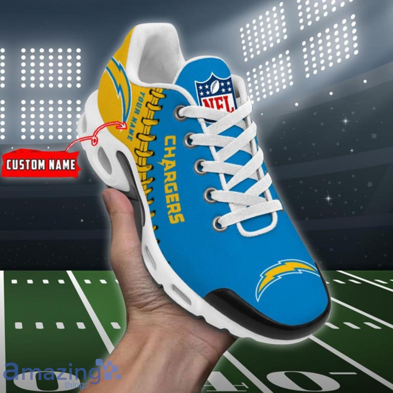 personalized los angeles chargersteam logo rugby ball pattern tn air max shoes air cushion sneakers 2690 4ckas