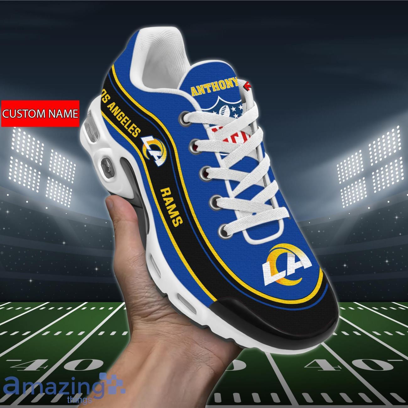 personalized los angeles ramsteam logo team name on black tn air max shoes air cushion sneakers 9668 zptbd