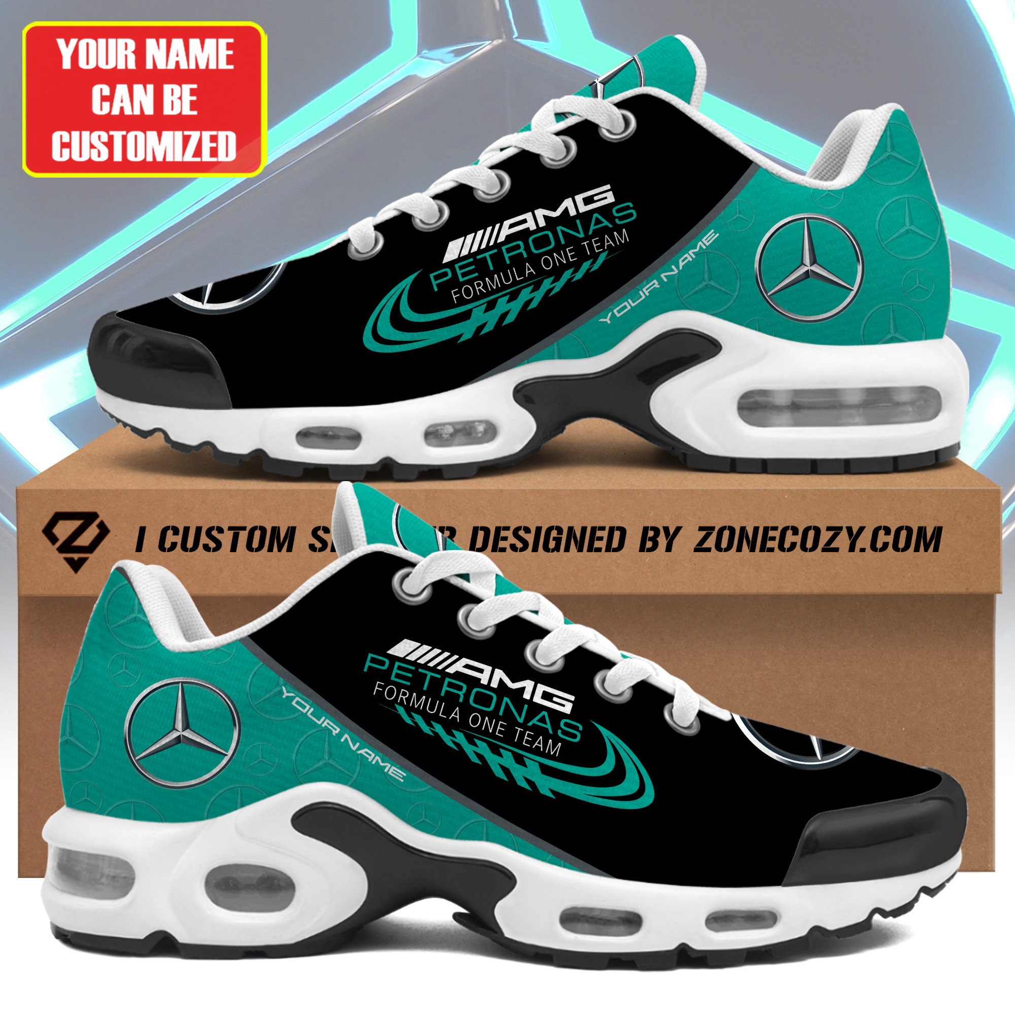 personalized mercedes petronas air cushion sneaker 2990 fqmpc