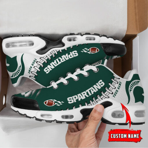 Personalized Michigan State Spartans Team Logo Rugby Ball Pattern TN Air Max Shoes Air Cushion Sneakers